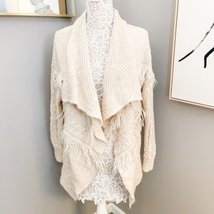 Cream Boho Fringe Cardigan